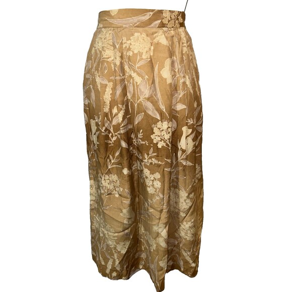 ORVIS Women's Vintage Boho Beige Floral Midi Skirt size 10 Made in USA - Picture 2 of 8